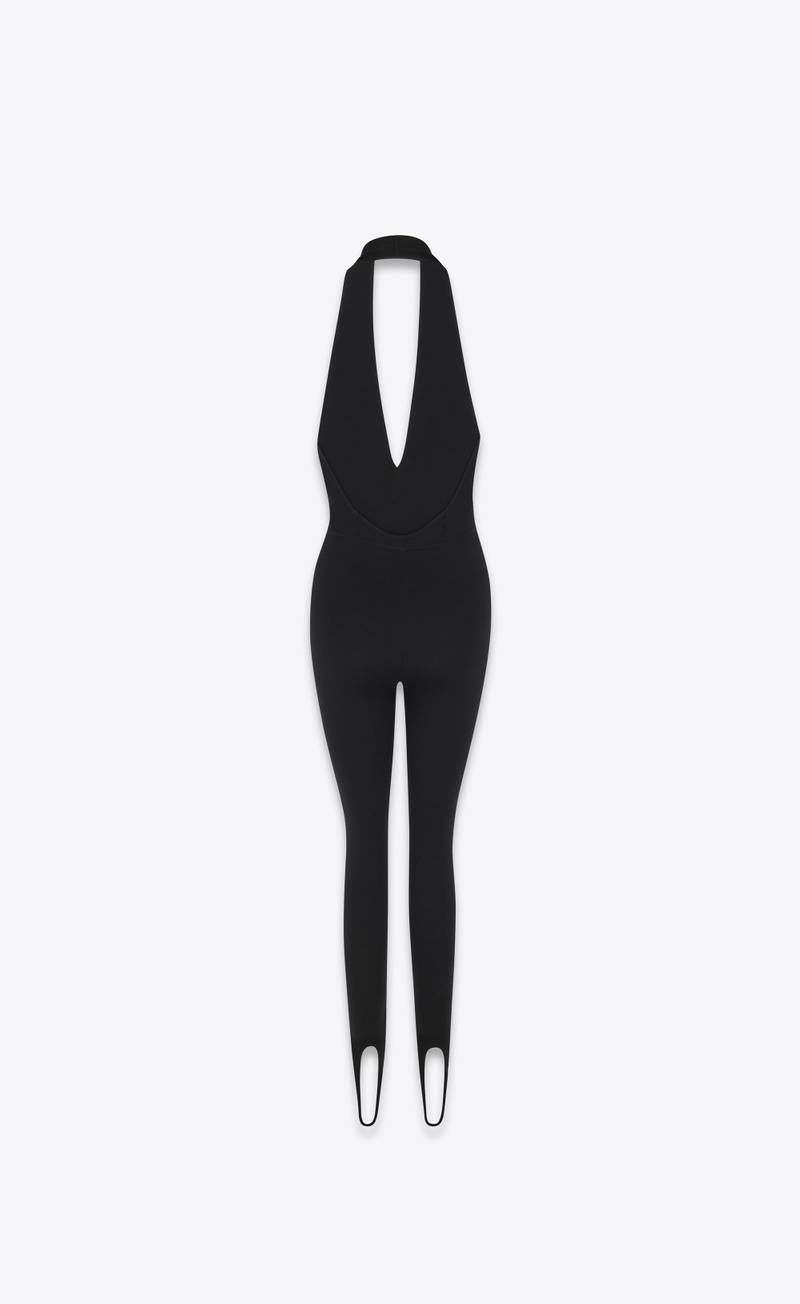 SAINT LAURENT halterneck jumpsuit in wool outlook