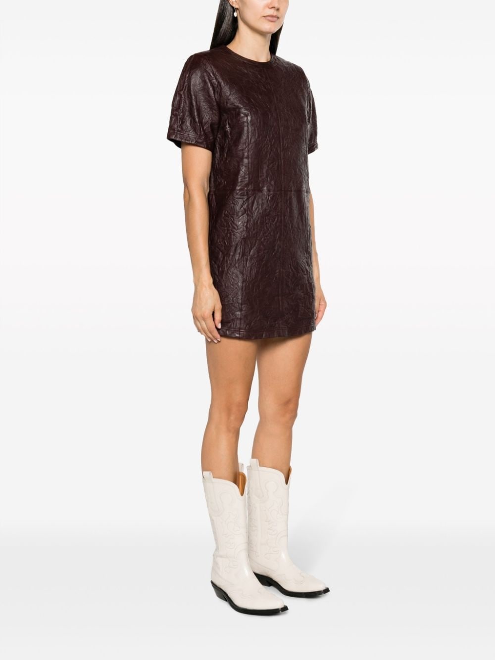 Riddy creased leather minidress - 3