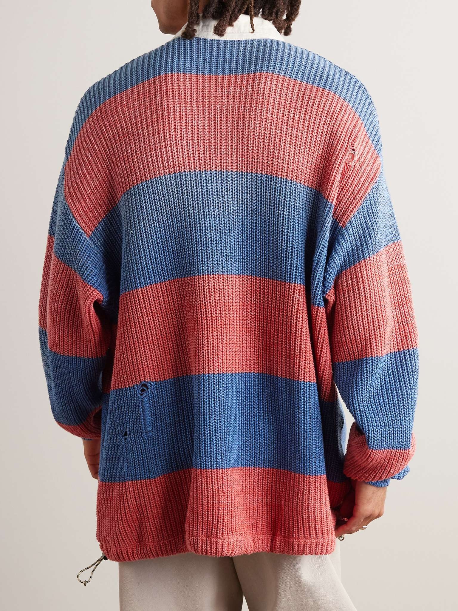 Rugger Distressed Striped Ribbed Cotton-Blend Polo Shirt - 4