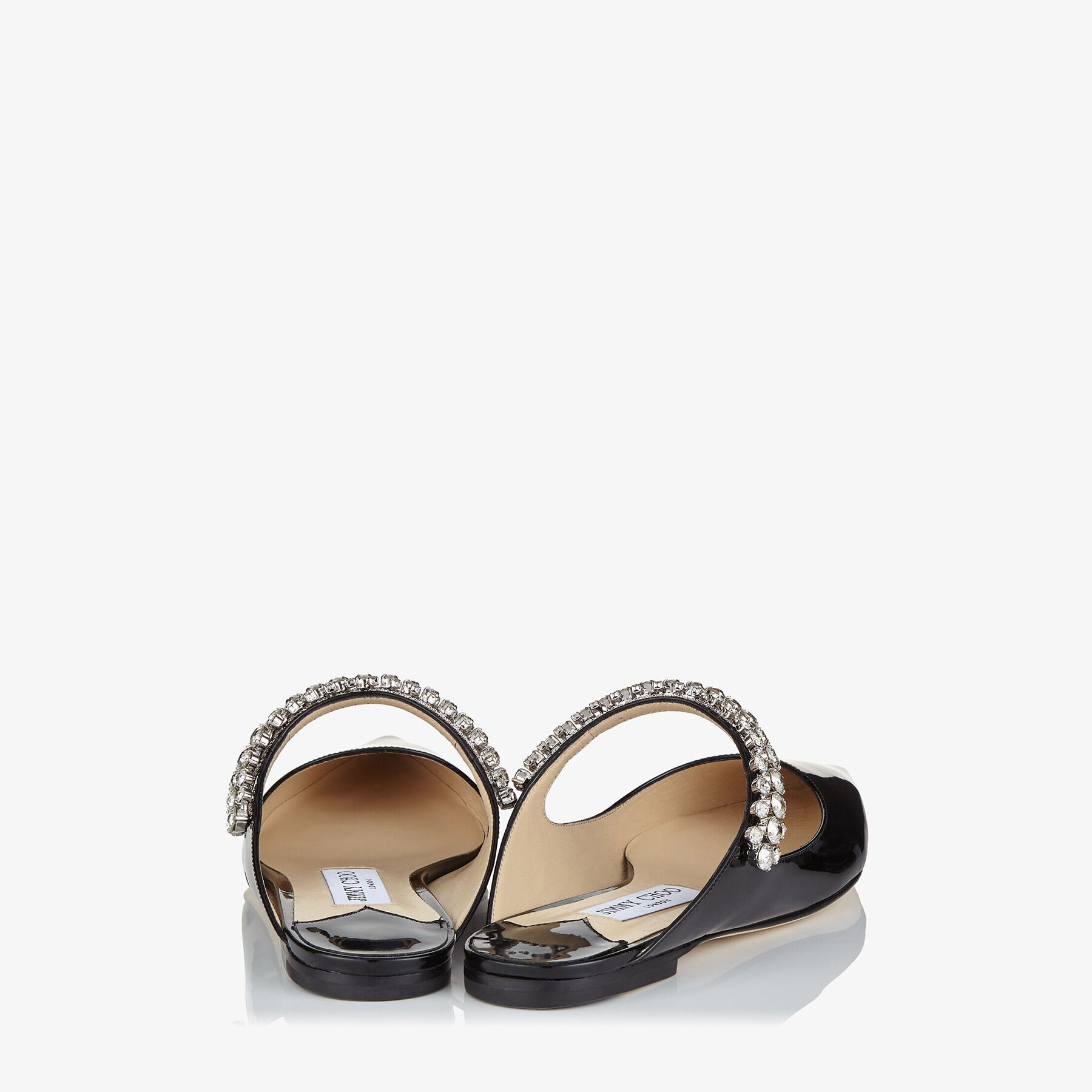 Bing Flat
Black Patent Leather Mules with Crystal Strap - 5