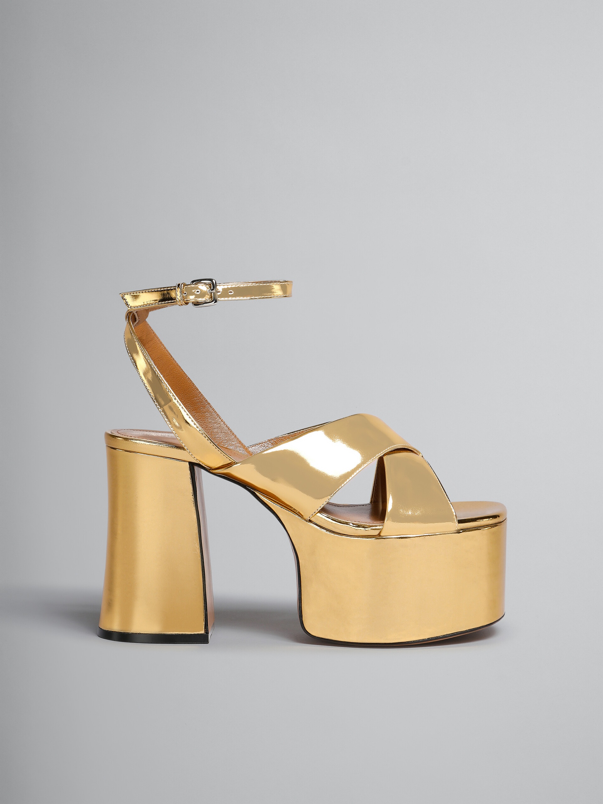 GOLD LEATHER PLATFORM SANDAL - 1