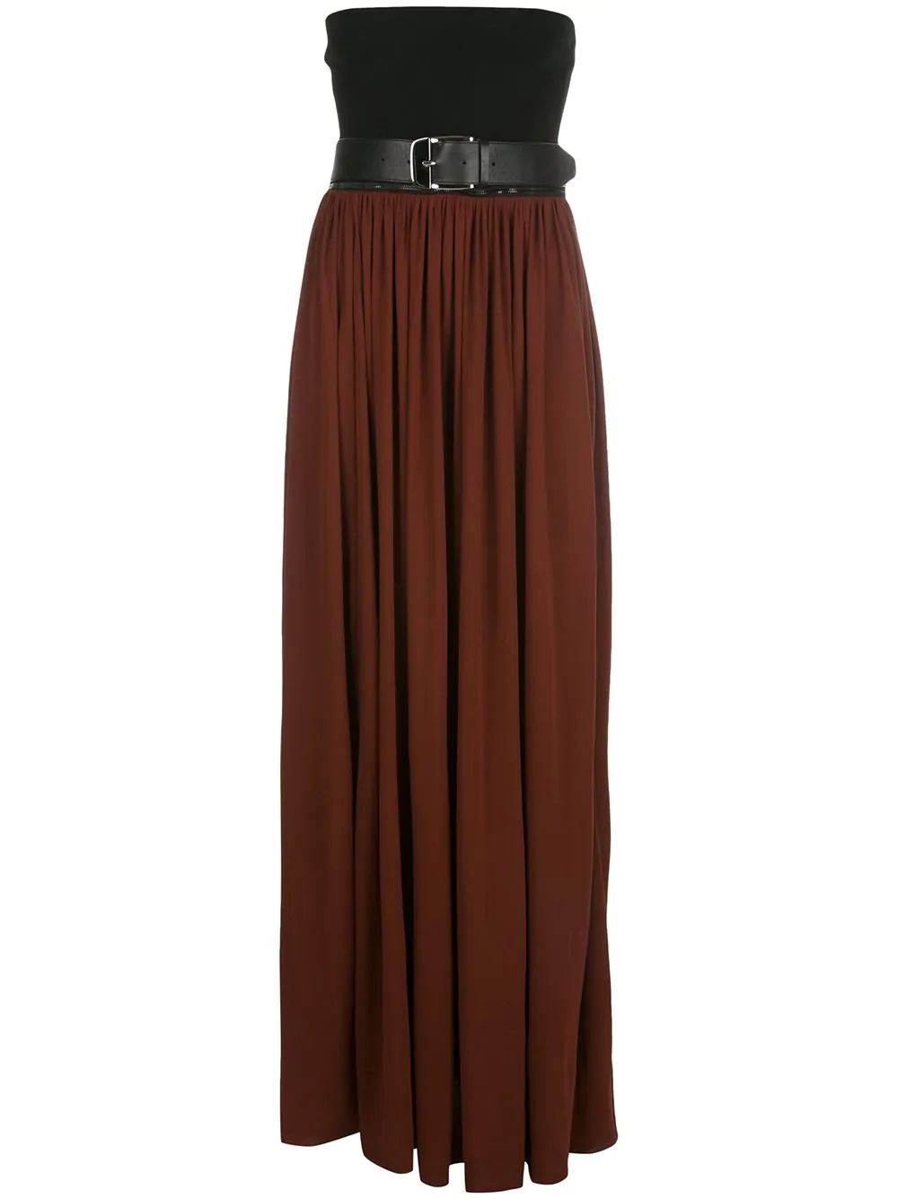 strapless pleated dress - 1