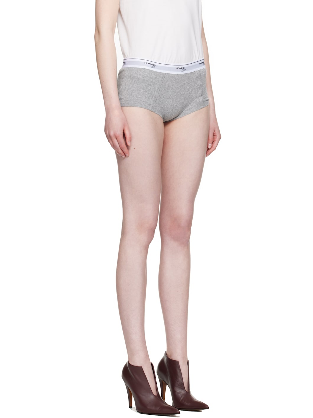Gray Ribbed Jersey Boy Briefs - 2