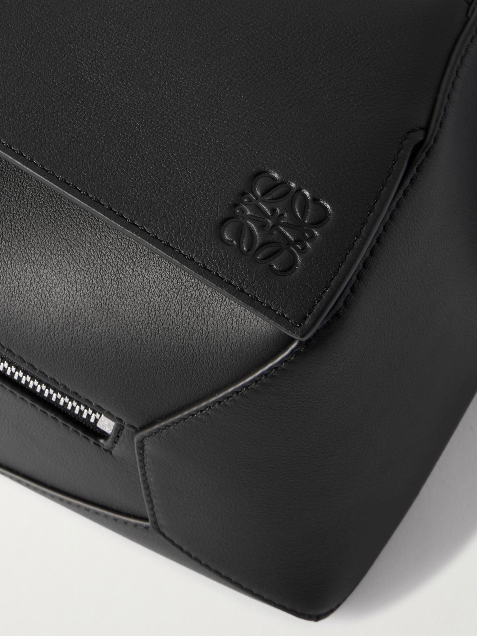 Puzzle Edge Small Leather Belt Bag Black - 4