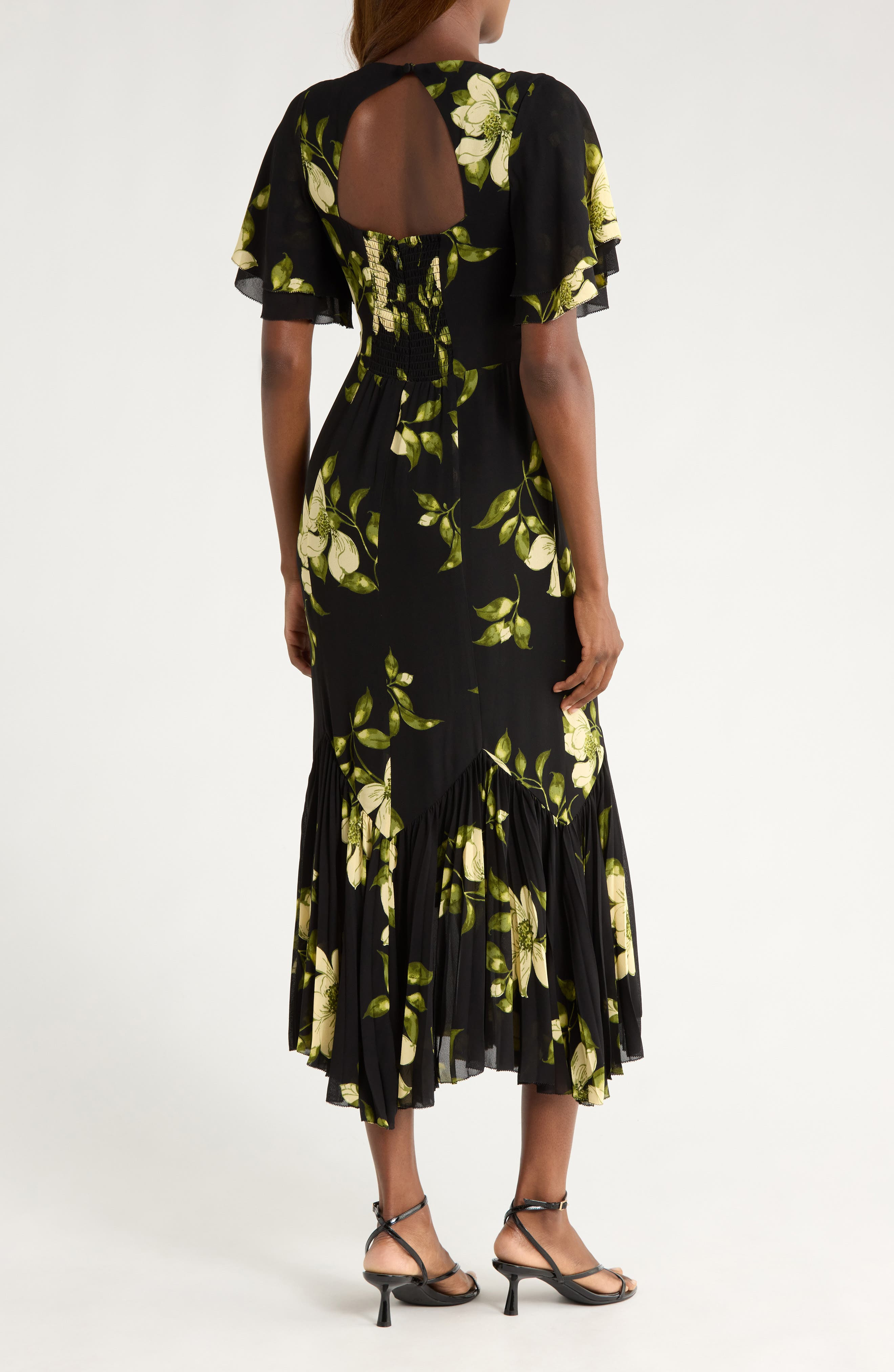Reformation Salvia Floral Flutter Sleeve Mermaid Dress in Mood For Love at Nordstrom - 2