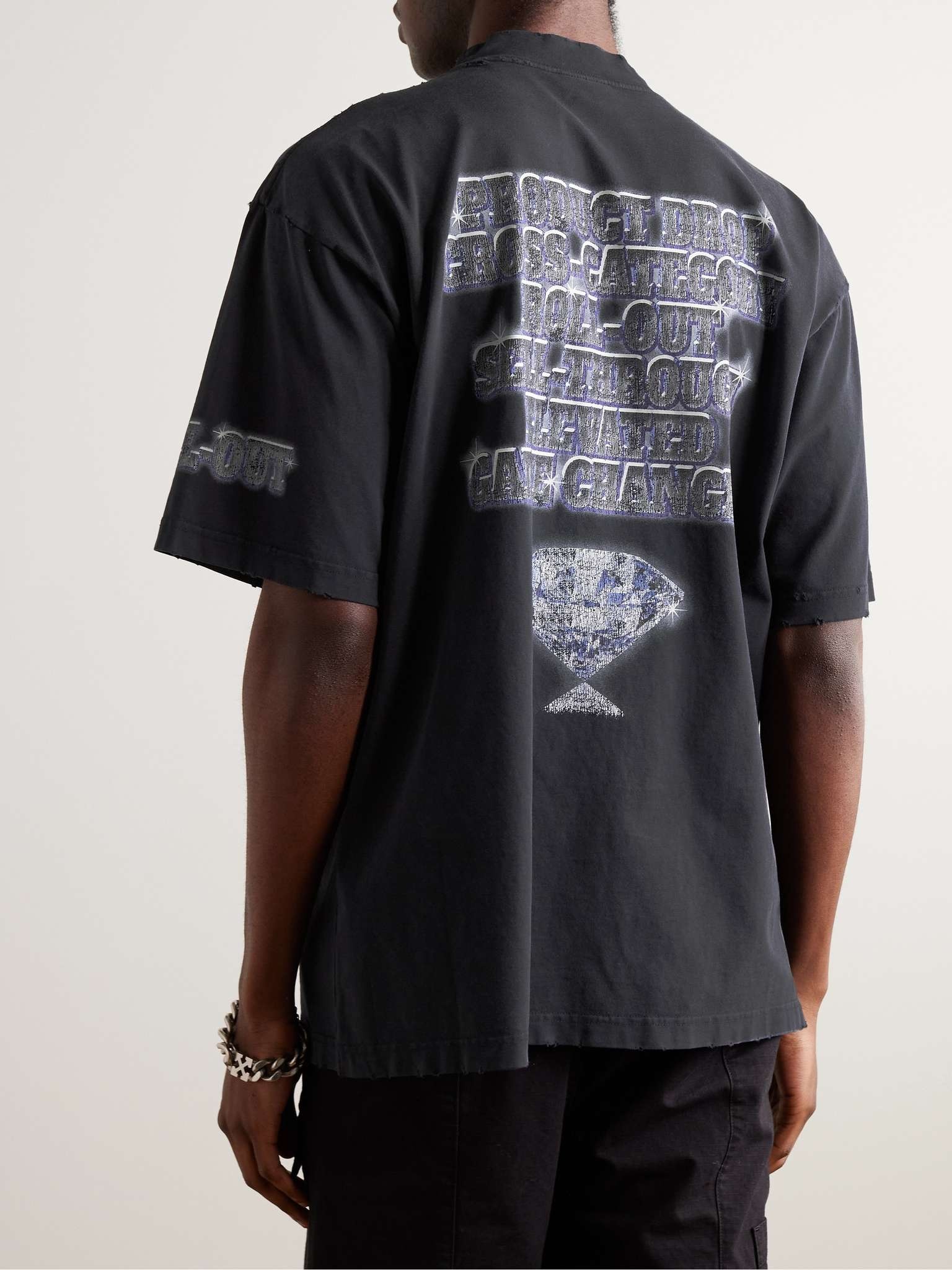 Logo-Print Distressed Cotton-Jersey T-Shirt - 4