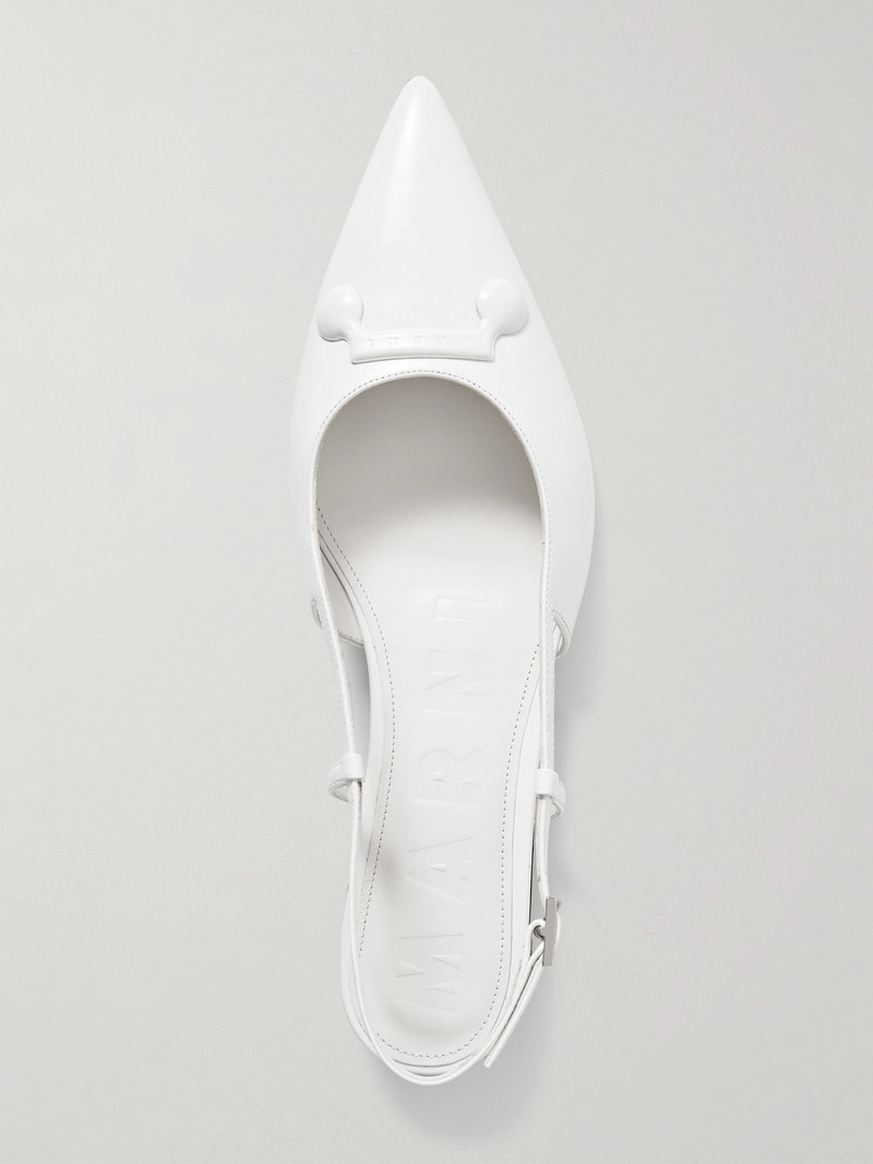 Trunkaroo Embellished Leather Slingback Point-toe Flats 5