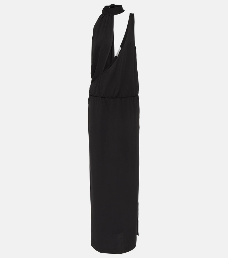 Draped halterneck side-slit gown - 1