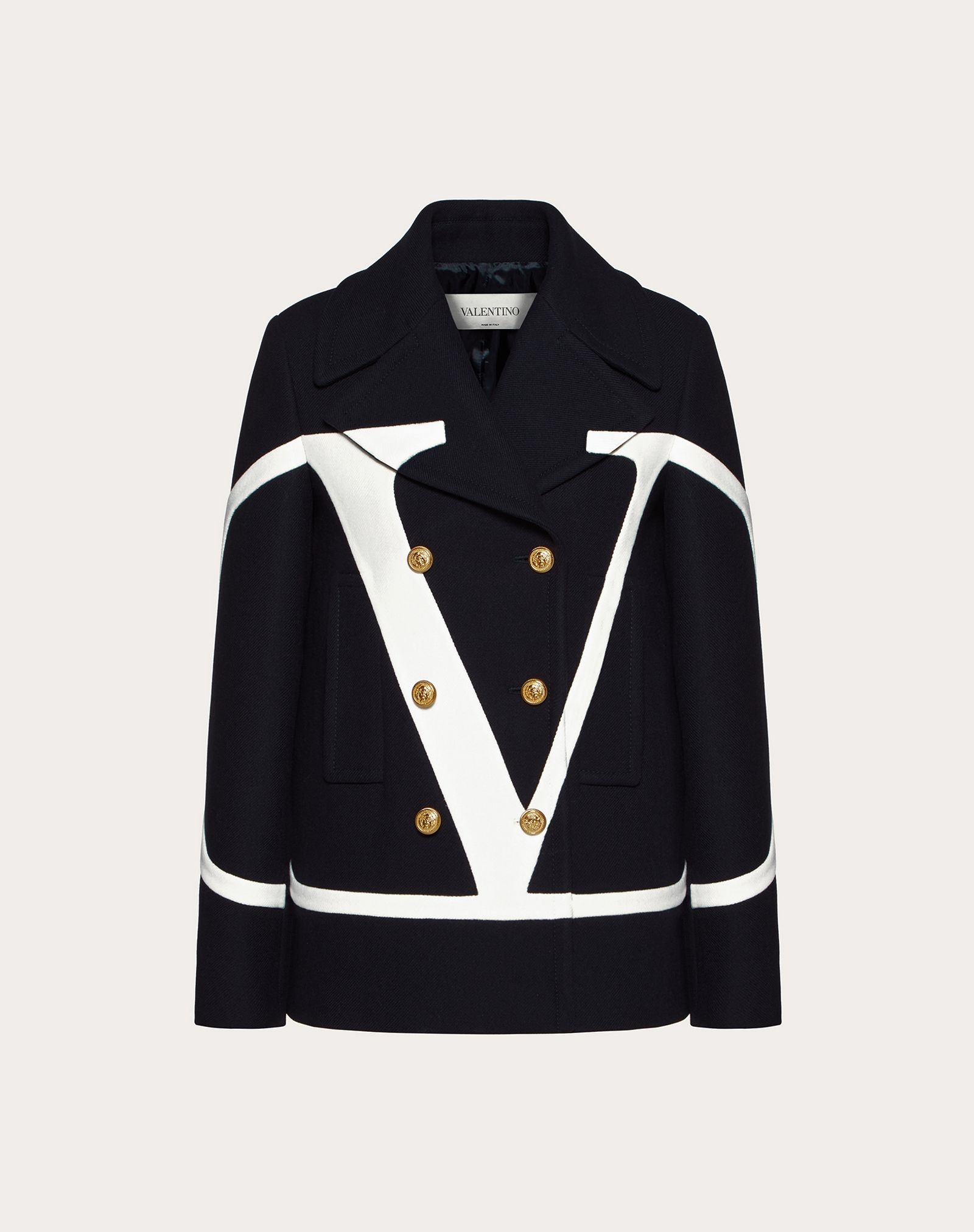 VLogo Signature Drill Drap Pea Coat - 1