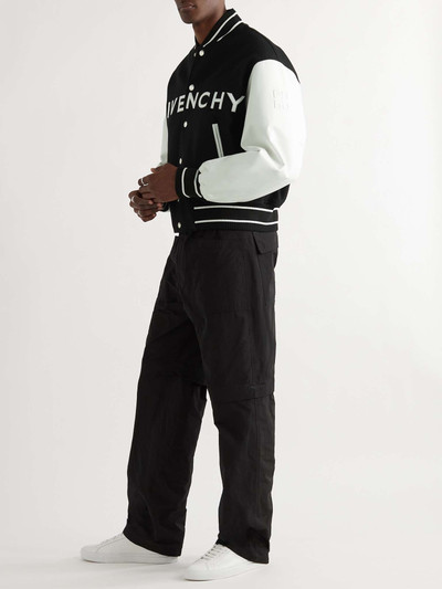 Givenchy Logo-Appliquéd Leather-Trimmed Wool-Blend Bomber Jacket outlook