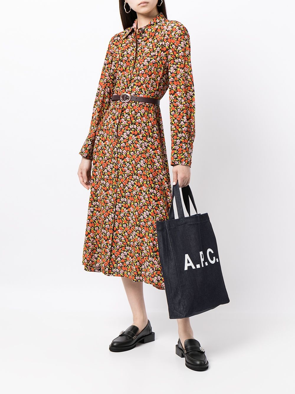 logo-print denim tote - 2