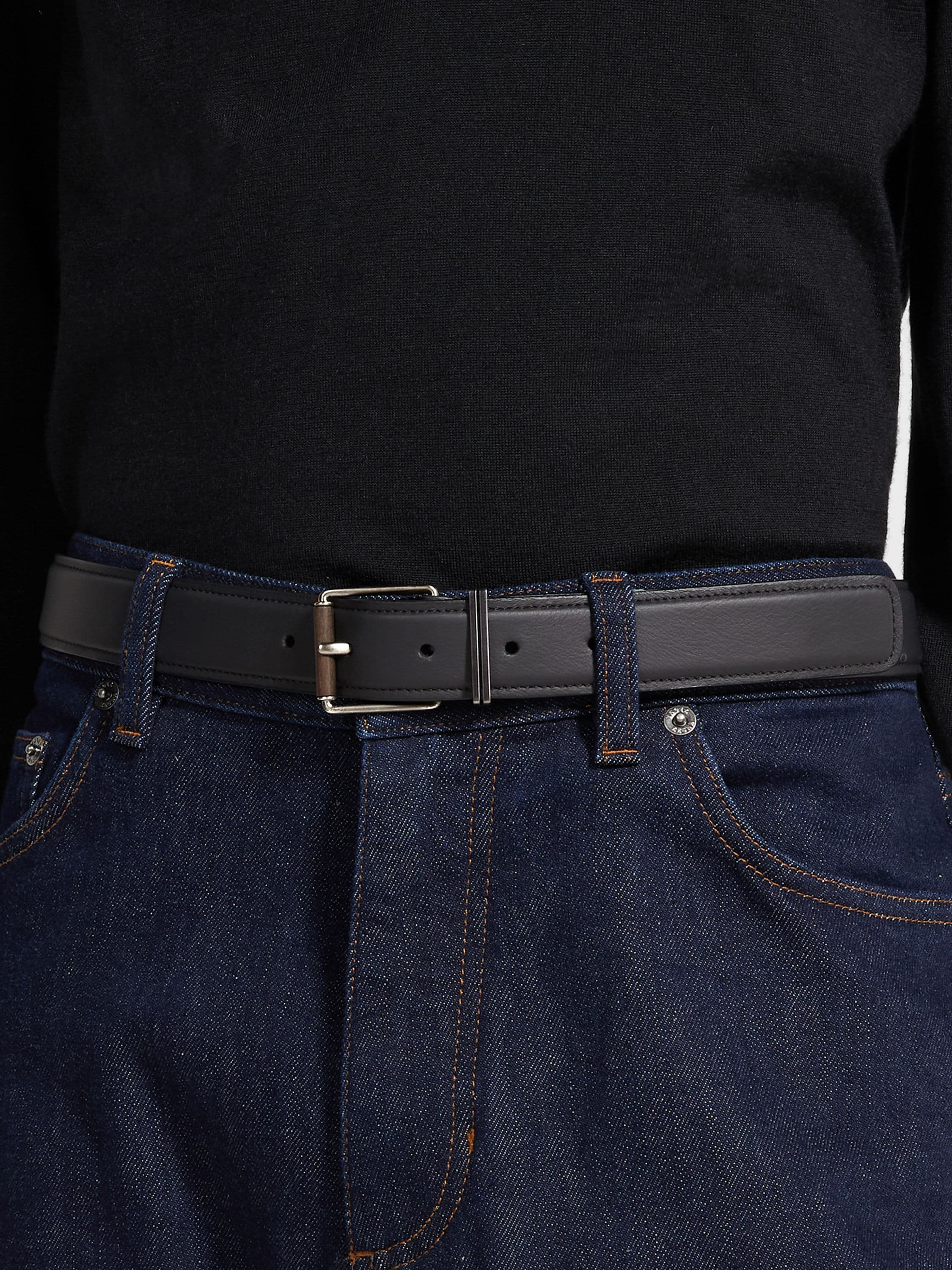 BLACK LEATHER BELT - 3