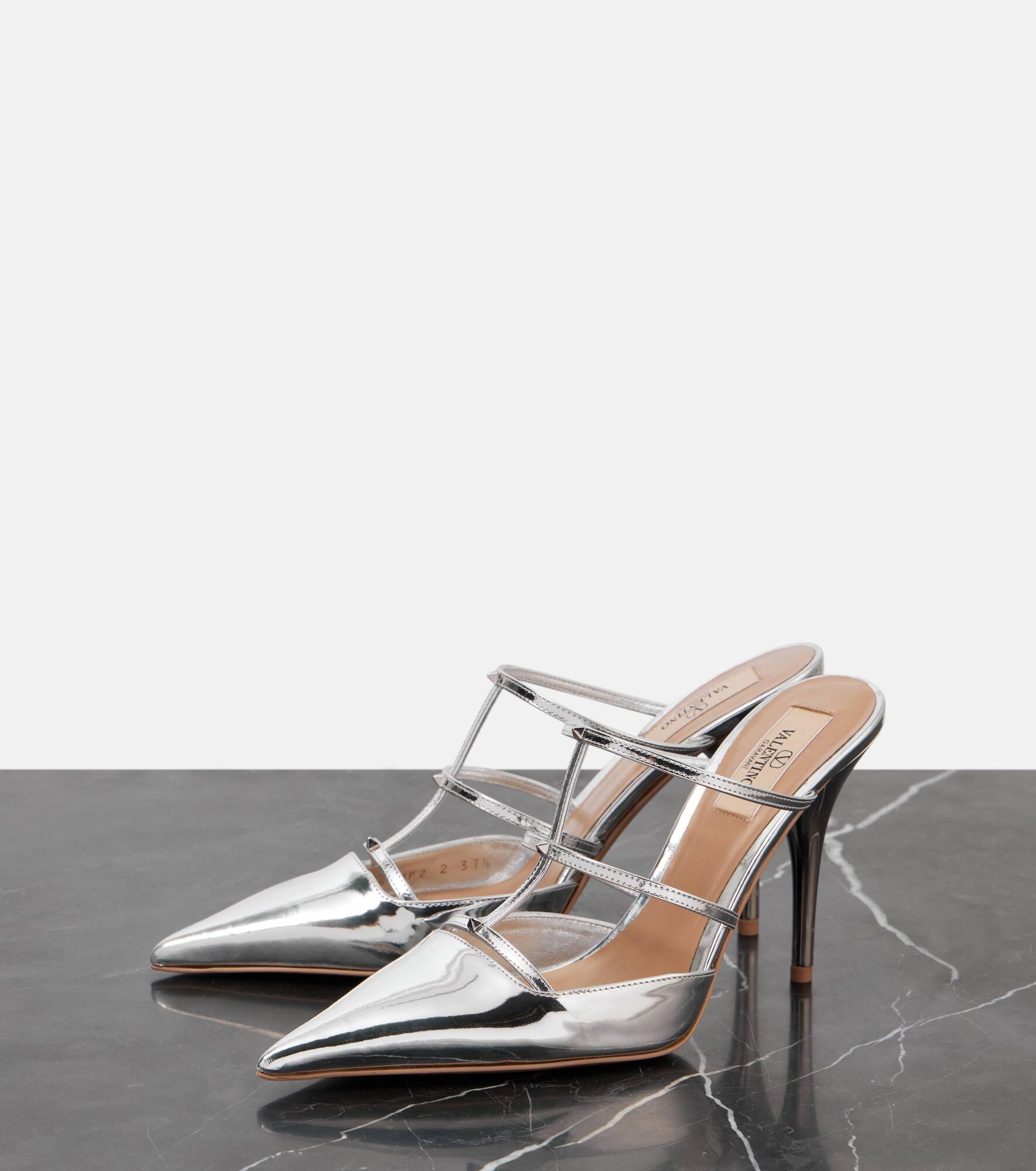 Wispy Rockstud metallic leather mules - 5