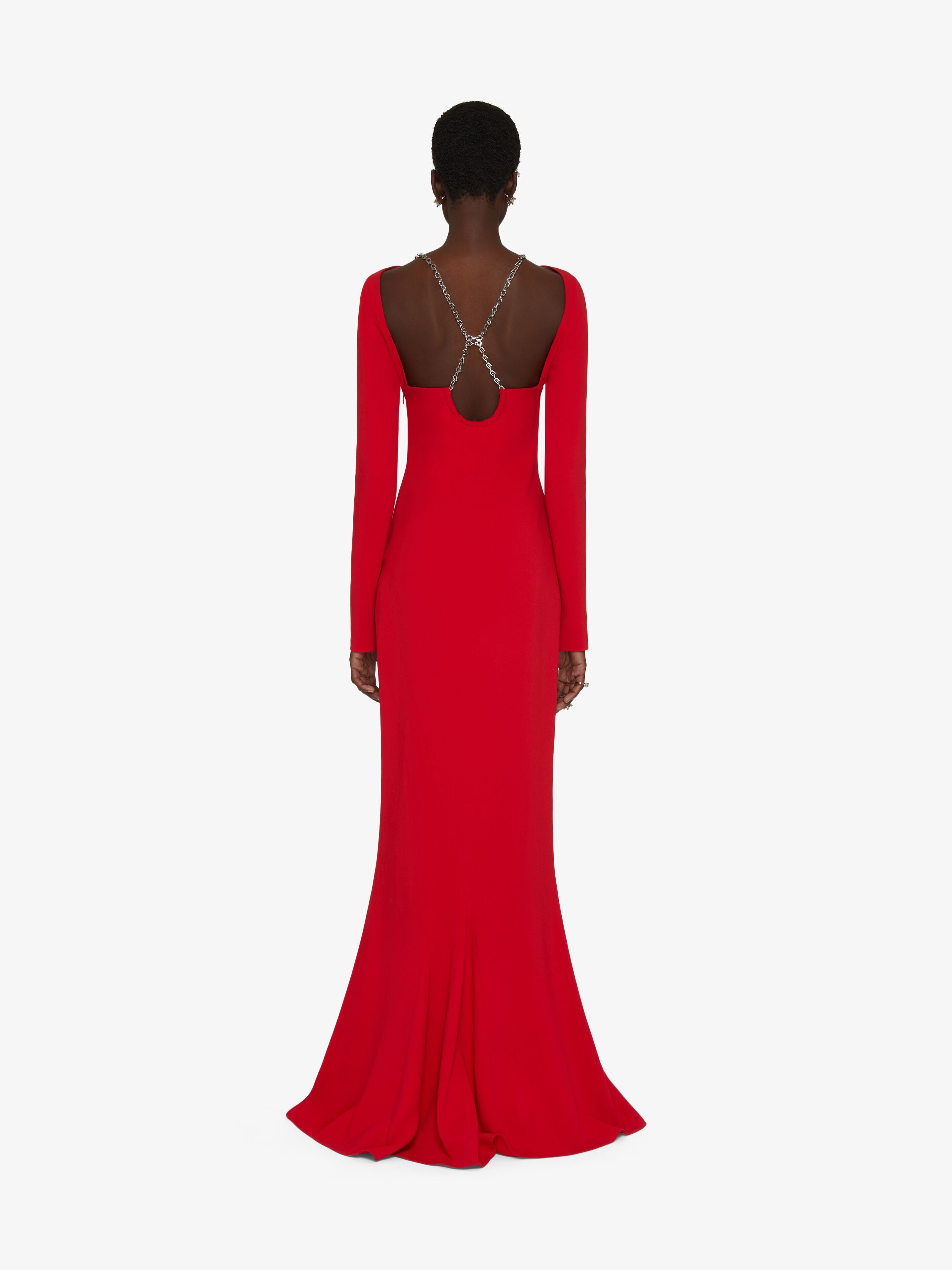 BACKLESS DRESS WITH G LINK CHAIN STRAPS - 4