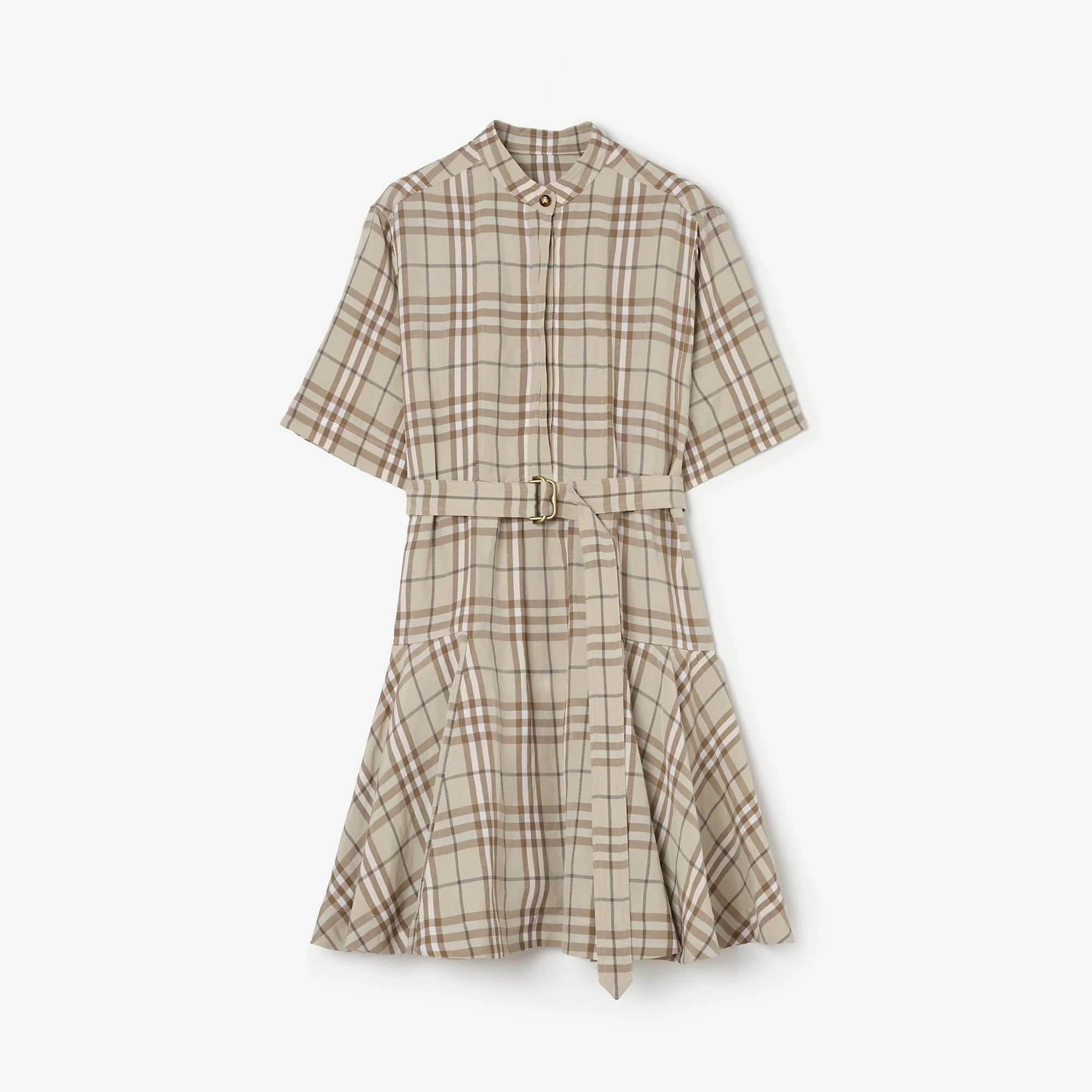 Check Linen Blend Dress - 1