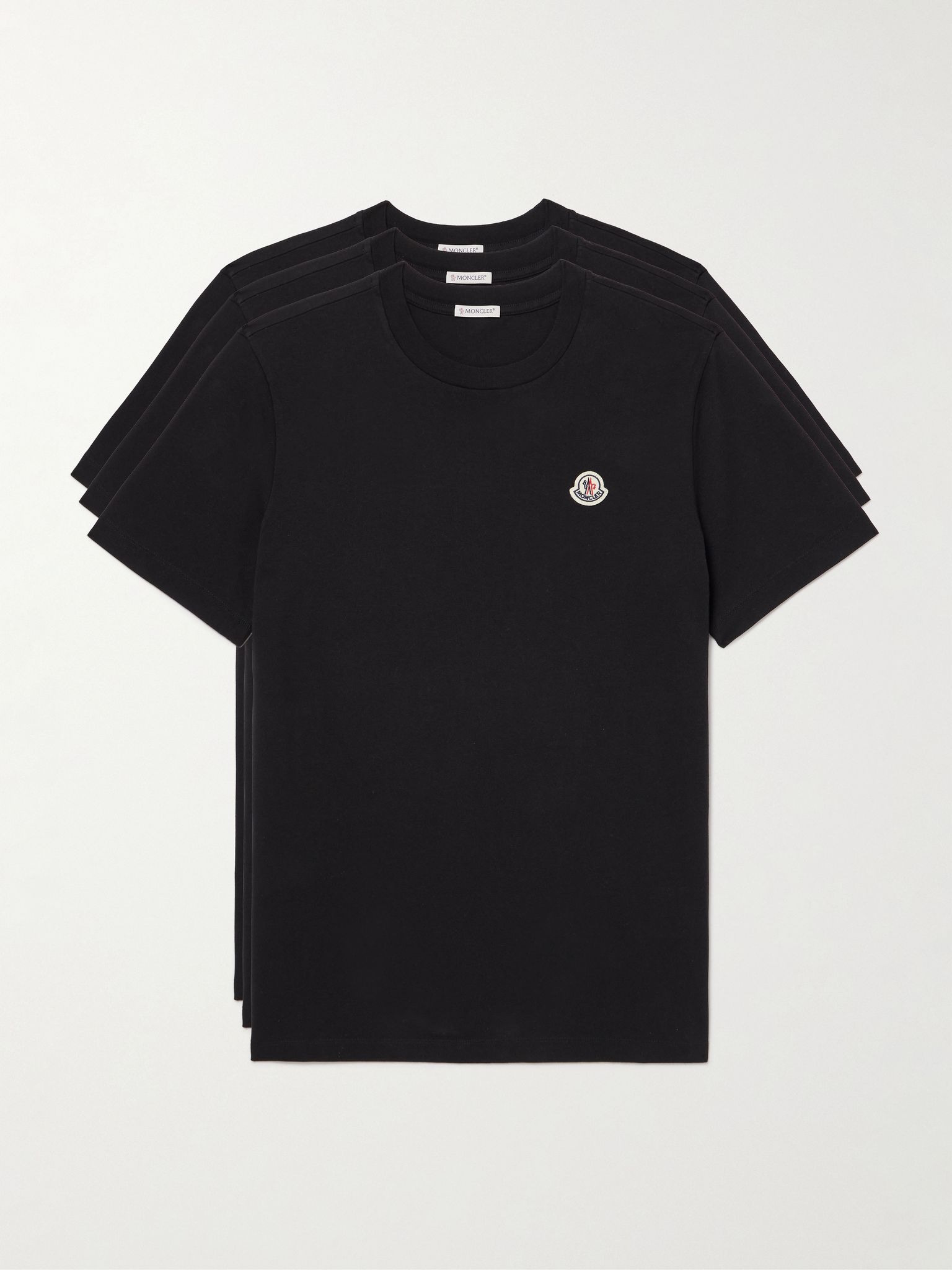 Three-Pack Logo-Appliquéd Cotton-Jersey T-Shirts Black - 1