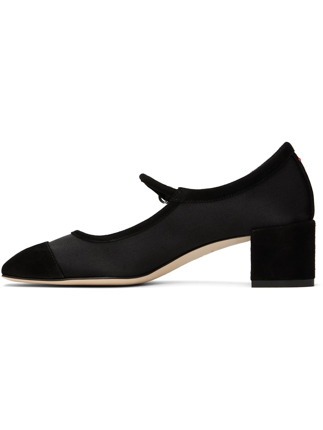 Black Aline Satin & Kid Suede Mary-Jane Heels - 3
