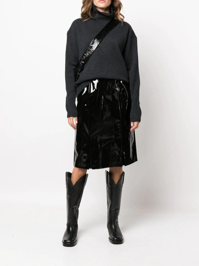 Raf Simons high-shine slit-detail knee-length skirt outlook