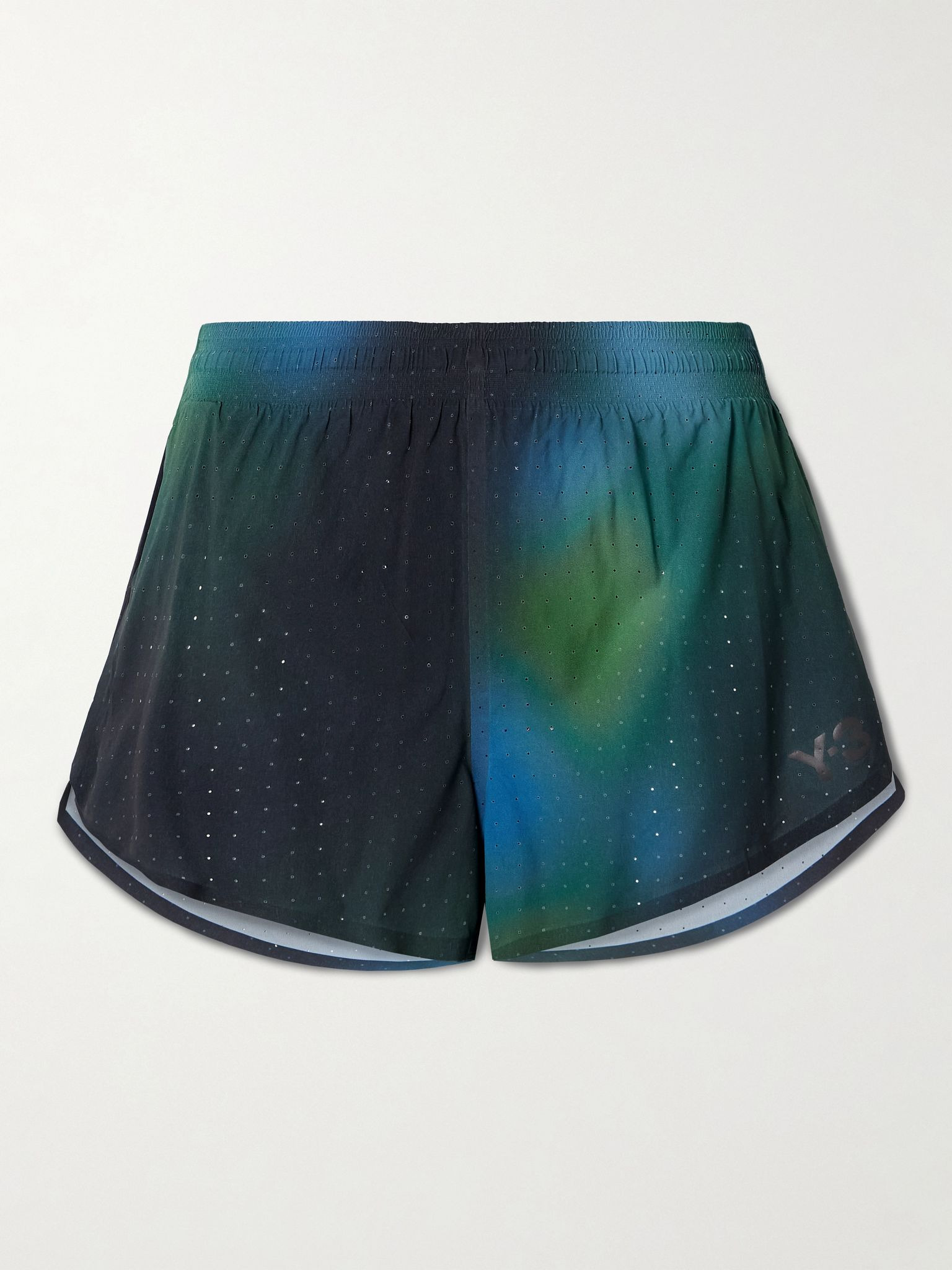 + Y-3 ombré recycled-mesh shorts Blue - 1