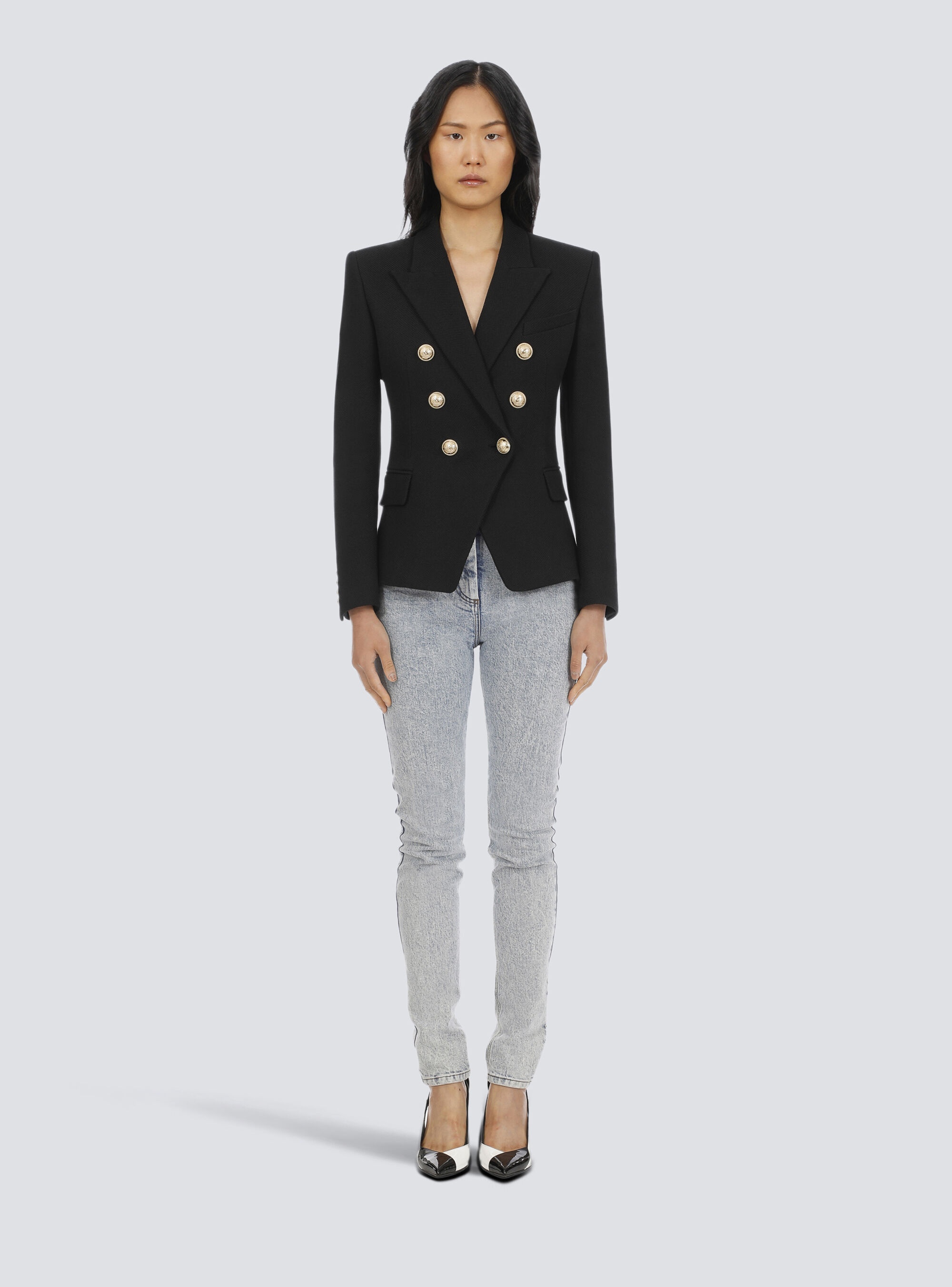 Cotton piqué double-buttoned jacket - 3