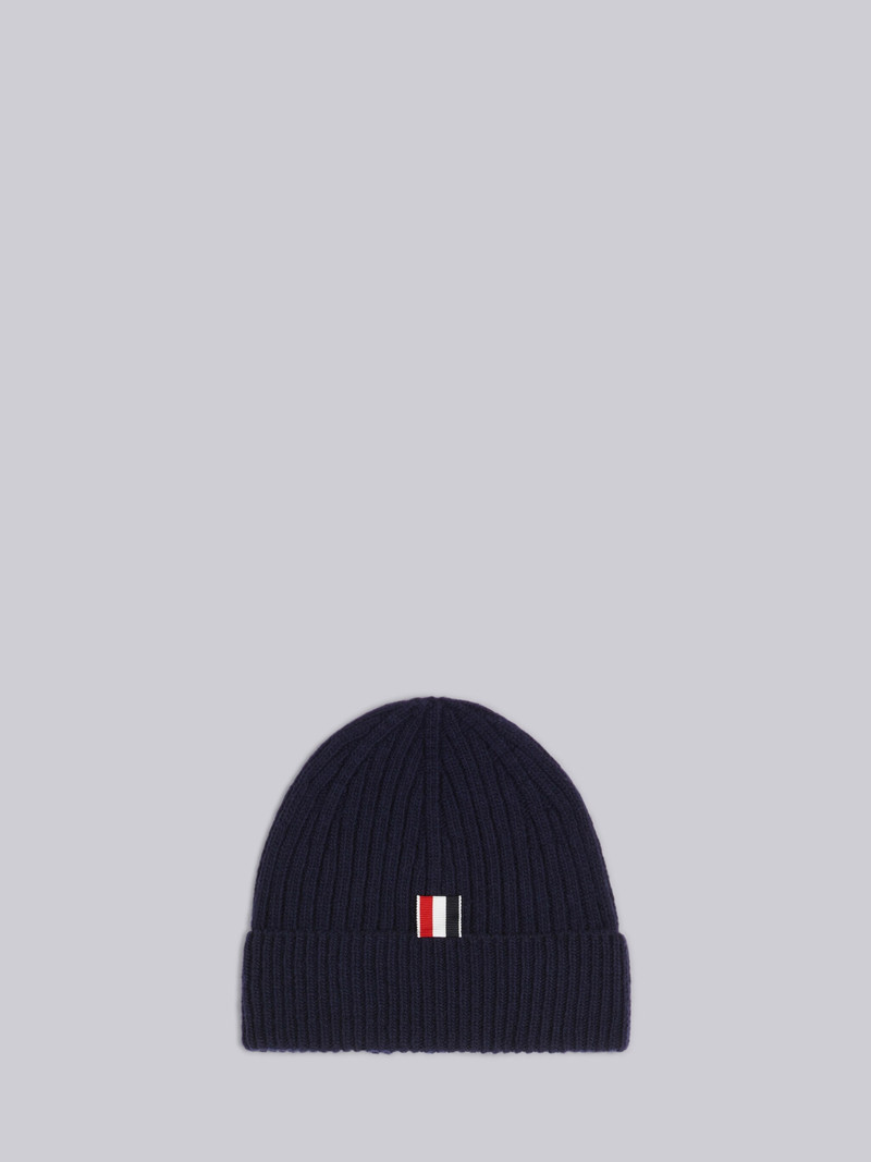Thom Browne Navy Fine Merino Wool Rib 4-Bar Stripe Hat outlook