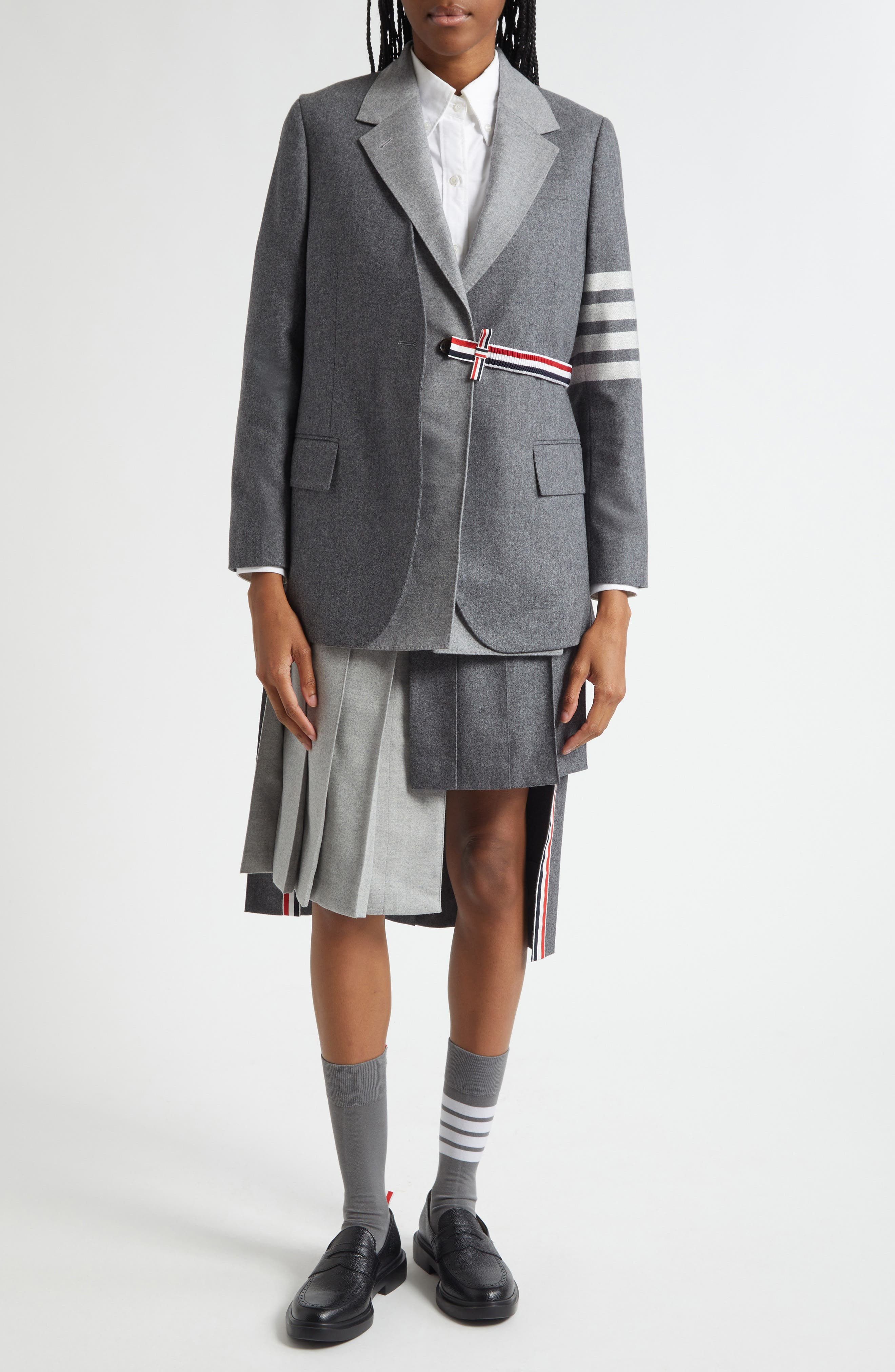 Thom Browne 4-Bar 2-in-1 Wool & Cashmere Sport Coat in Medium Grey at Nordstrom - 2
