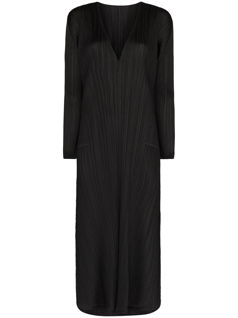 V-neck plissé midi dress - 1