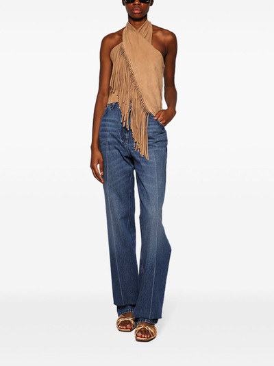 Johanna Ortiz Sonora fringed suede halter top outlook