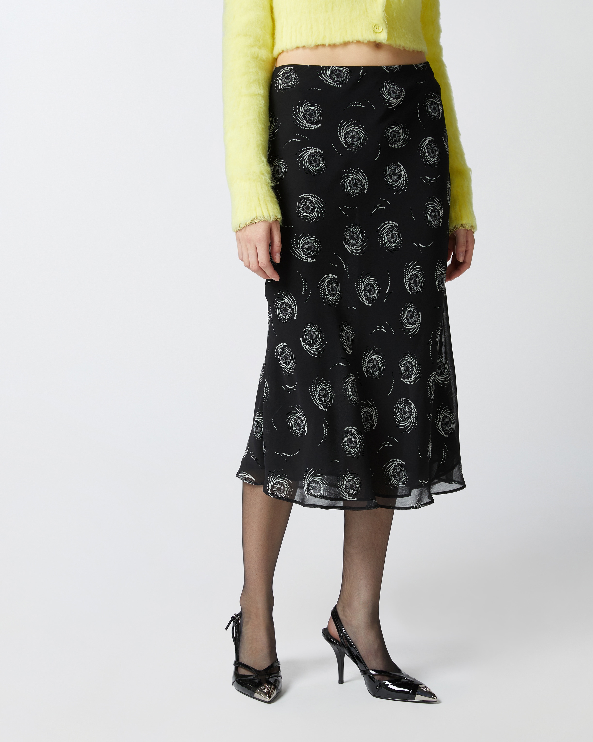 LIGHTWEIGHT GEORGETTE SKIRT WITH SWIRL PRINT - 3