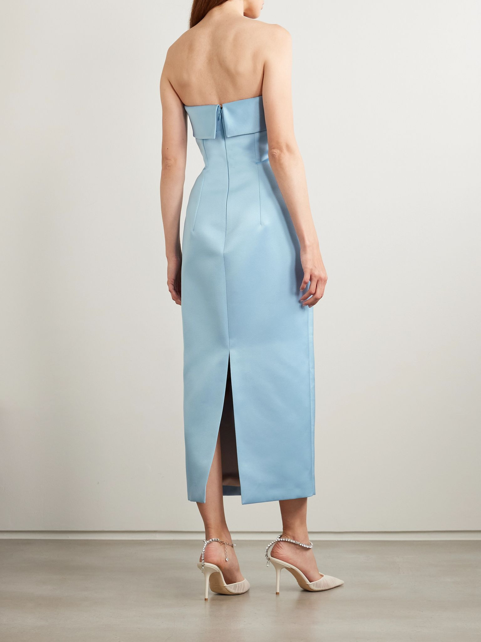 Keeley Mudu strapless duchesse-satin midi dress Light blue - 3