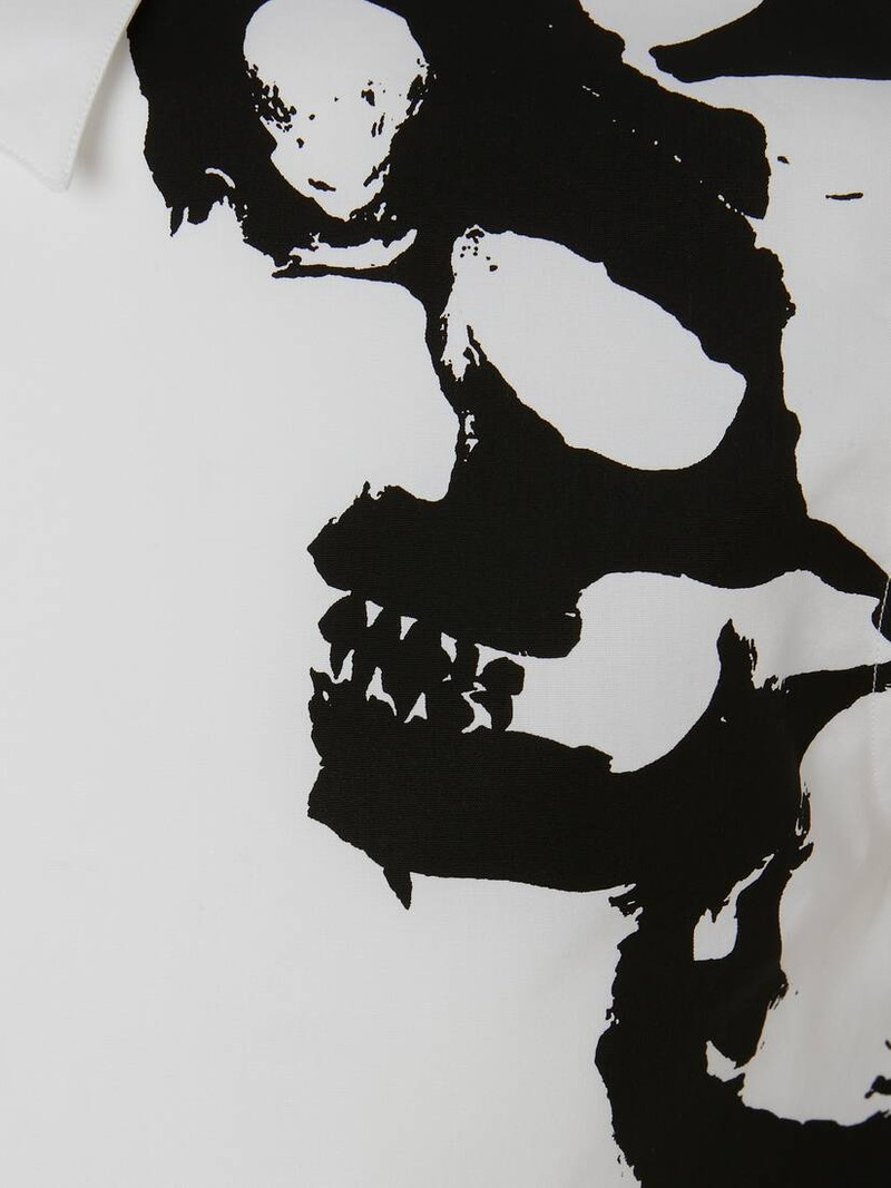 Skull Camouflage Print Harness Shirt in White/black 5