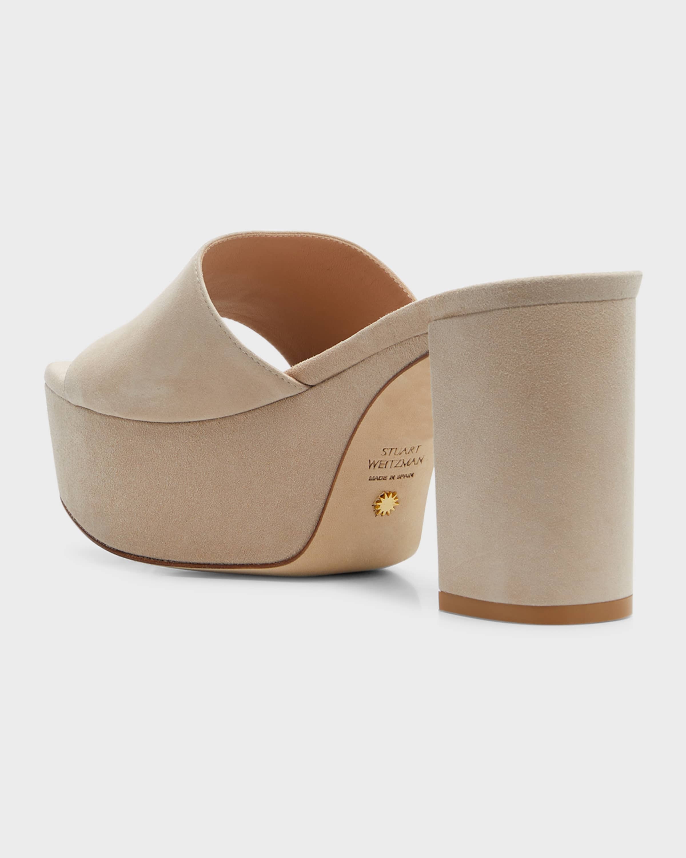 Square High Suede Platform Sandals - 4