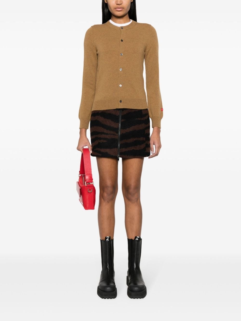 heart logo wool cardigan - 2