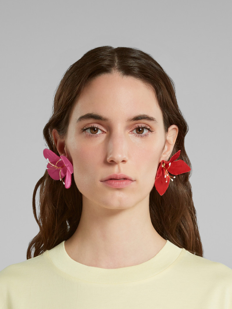 OVERSIZED FABRIC FLOWER STUD EARRINGS 2