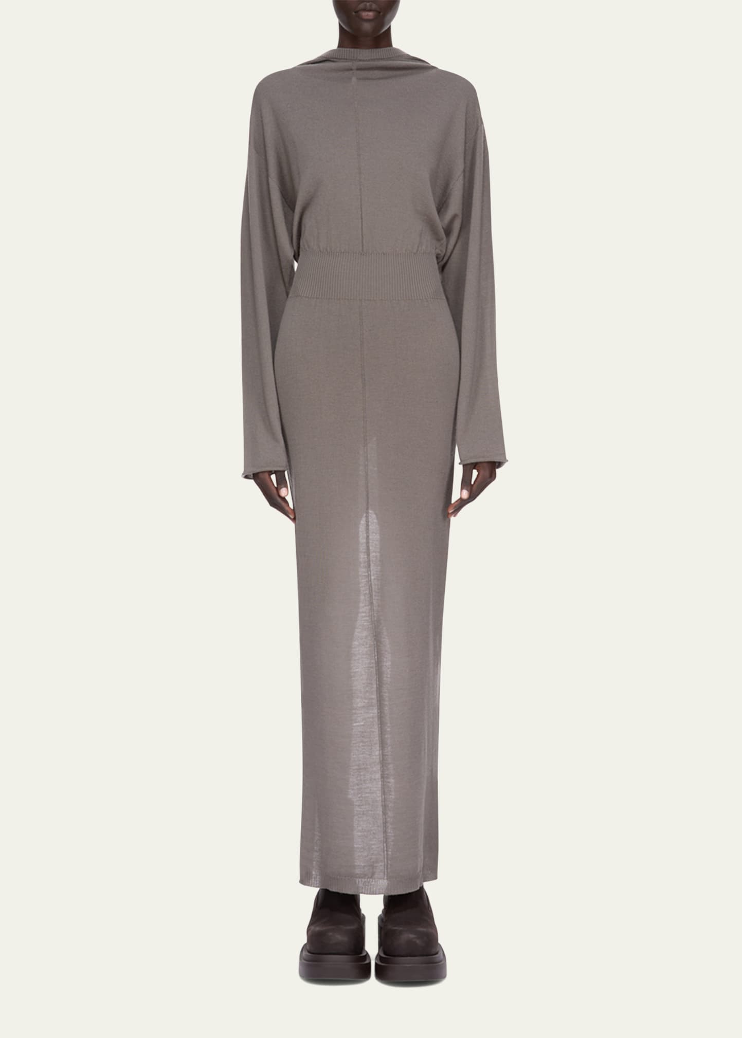 Hooded Draped Maxi Sweater Dress - 2