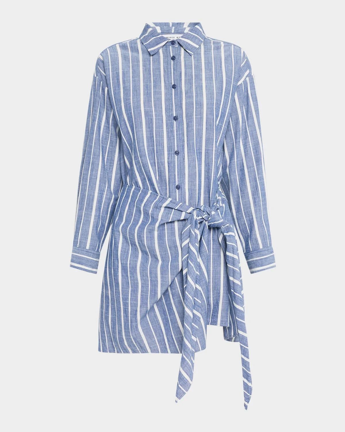 Alessandra Striped Chambray Mini Shirtdress - 1