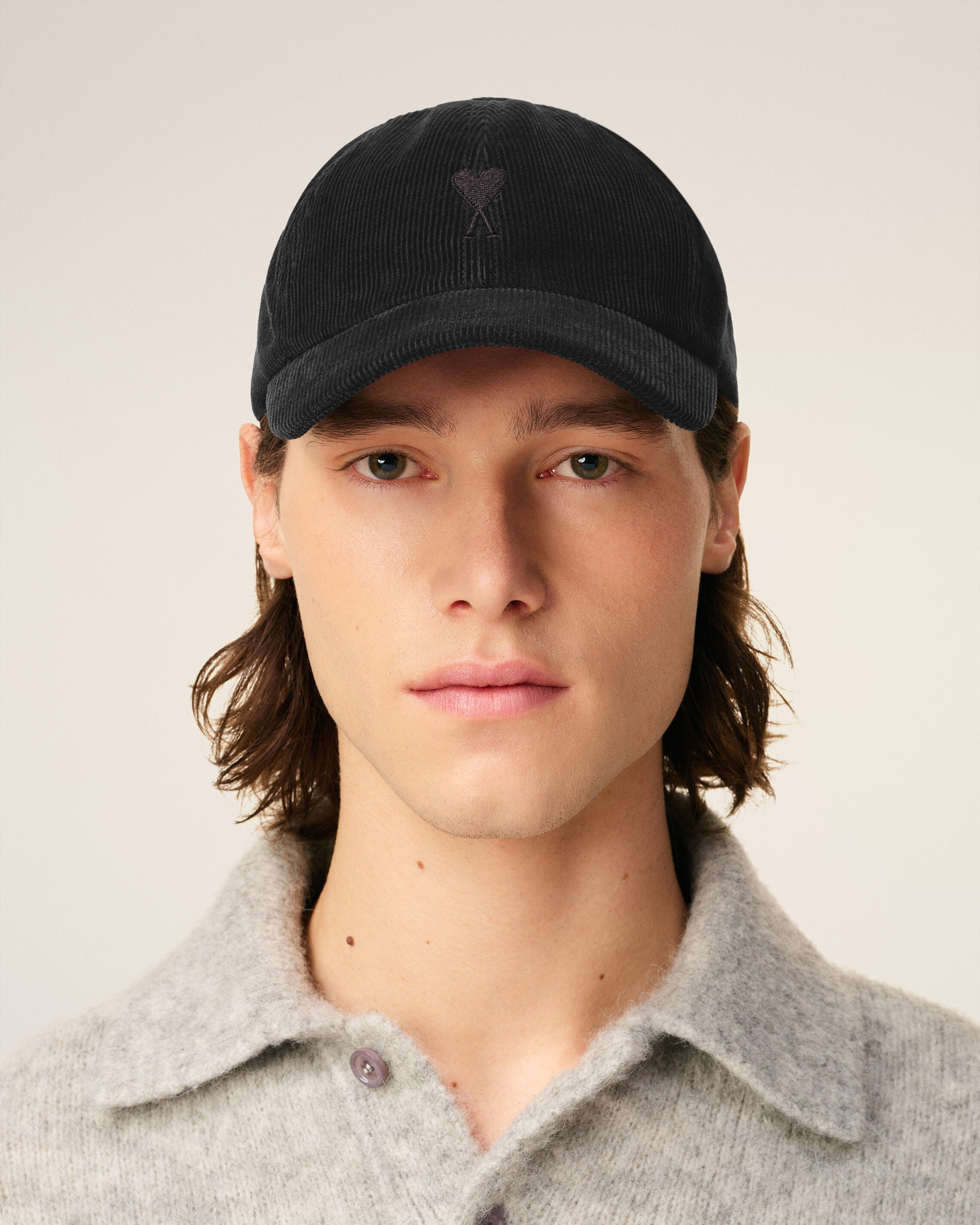BLACK COTTON AMI DE COEUR CORDUROY CAP - 2