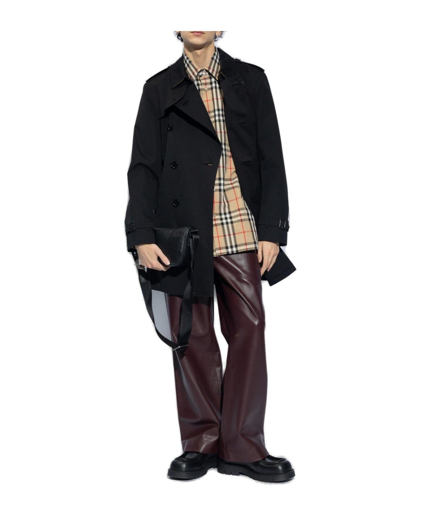 Double-breasted Belted-waist Trench Coat - 4