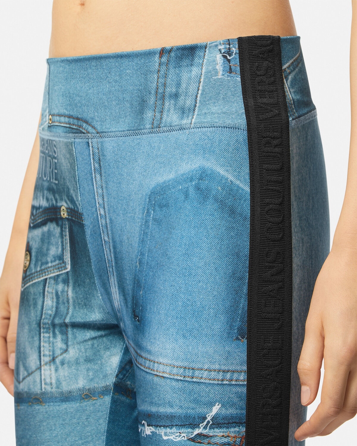 Patchwork Denim Leggings - 3
