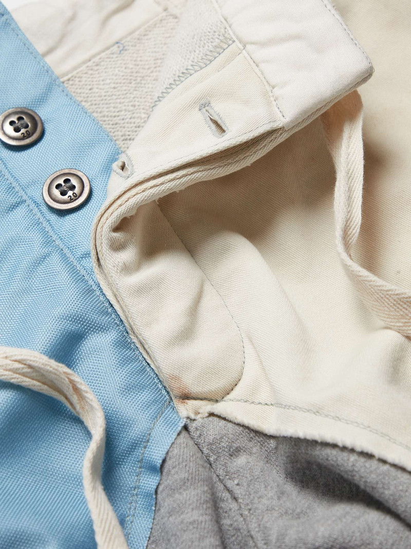 Tapered Patchwork Upcycled Cotton-Blend Canvas, Twill and Jersey Sweatpants 5