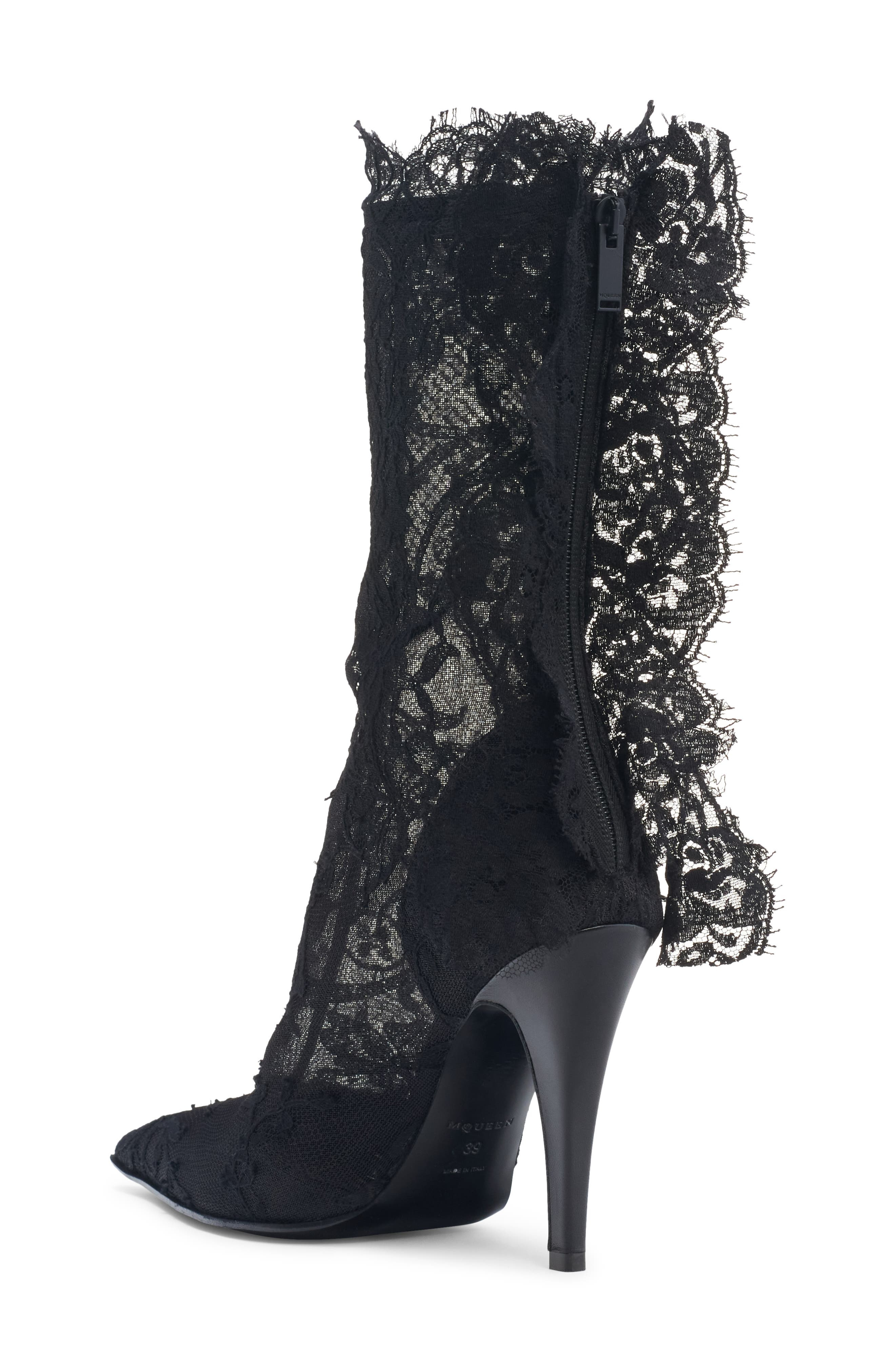 McQueen Pointed Toe Lace Boot in Black at Nordstrom - 2