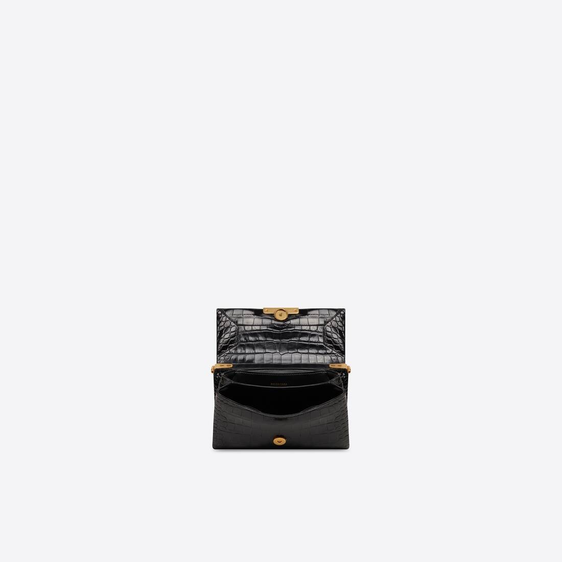 Women's Triplet Small Bag Crocodile Embossed in Black - 5