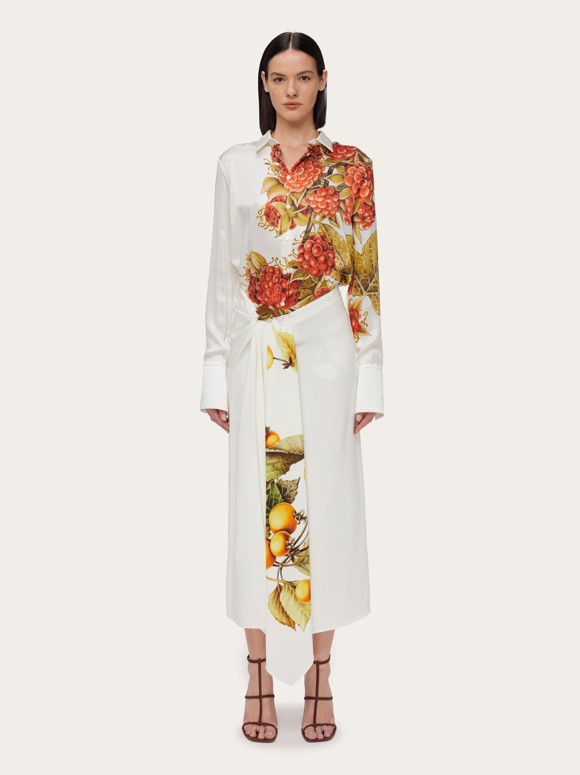 Asymmetric skirt with botanical print - 6