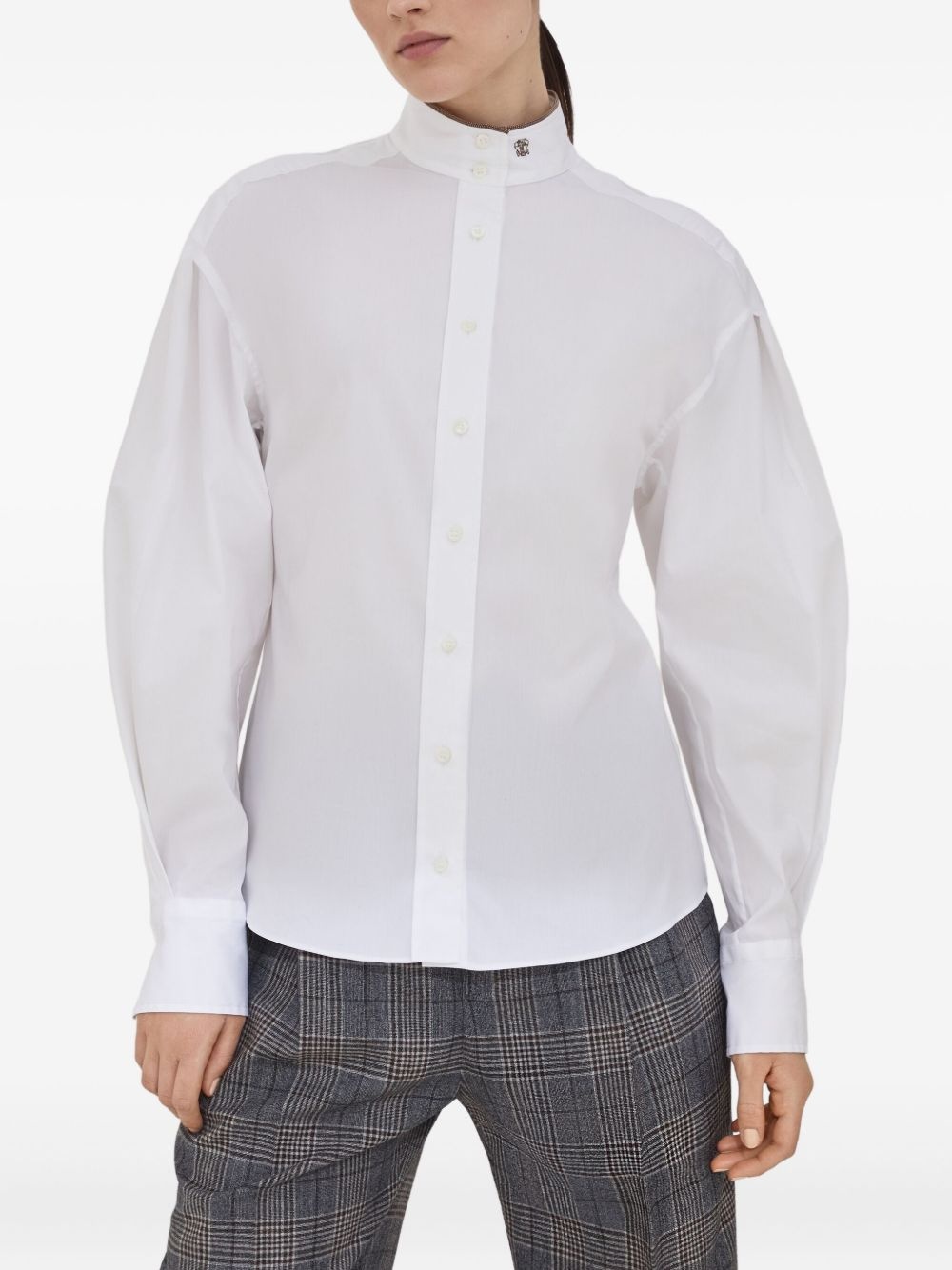 high-collar button-up shirt - 3