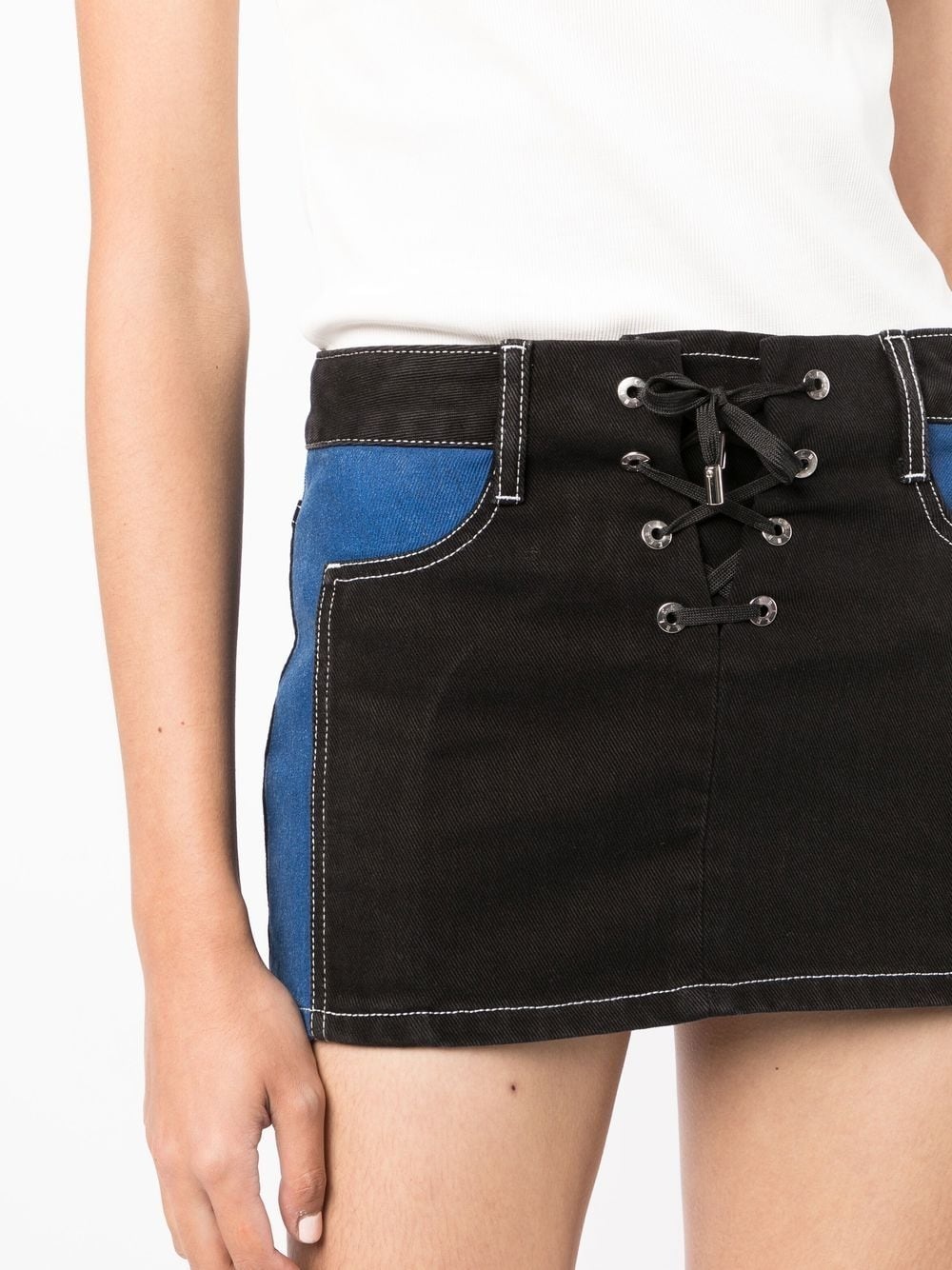 lace-up denim skirt - 5
