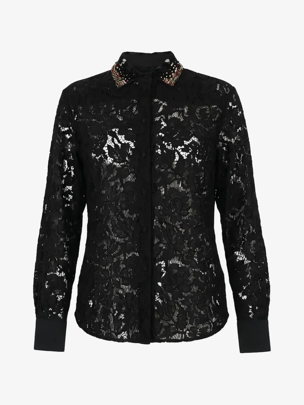 sequin-embellished lace shirt - 1
