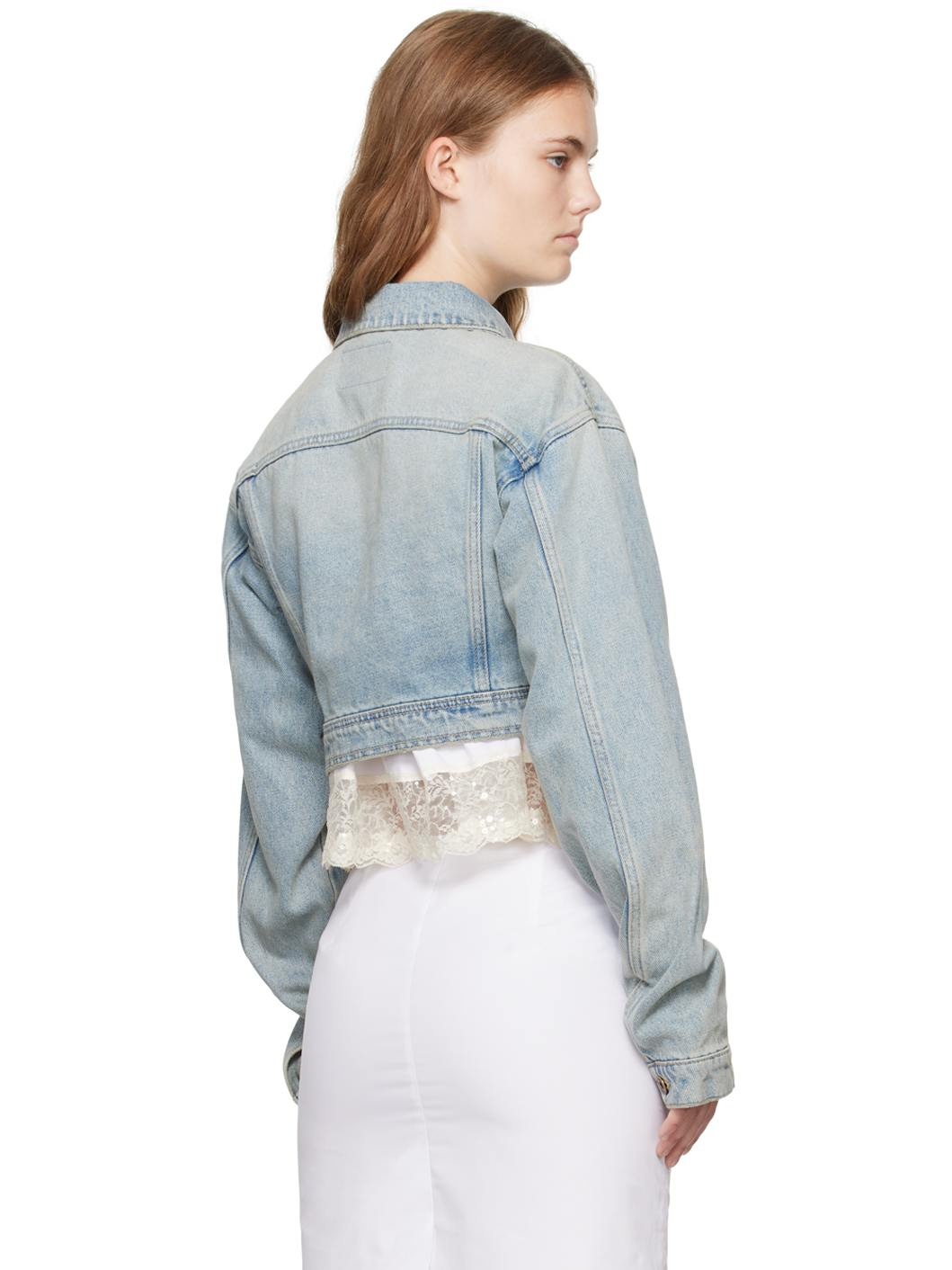 Blue Cropped Denim Jacket - 3