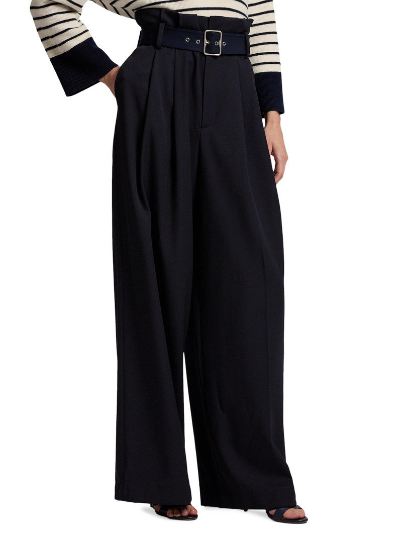 Women's Alan Wool High-Rise Wide-Leg Paperbag Pants - Icon Navy 4