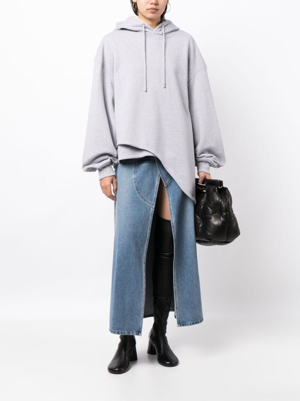 logo-patch cotton denim skirt - 2