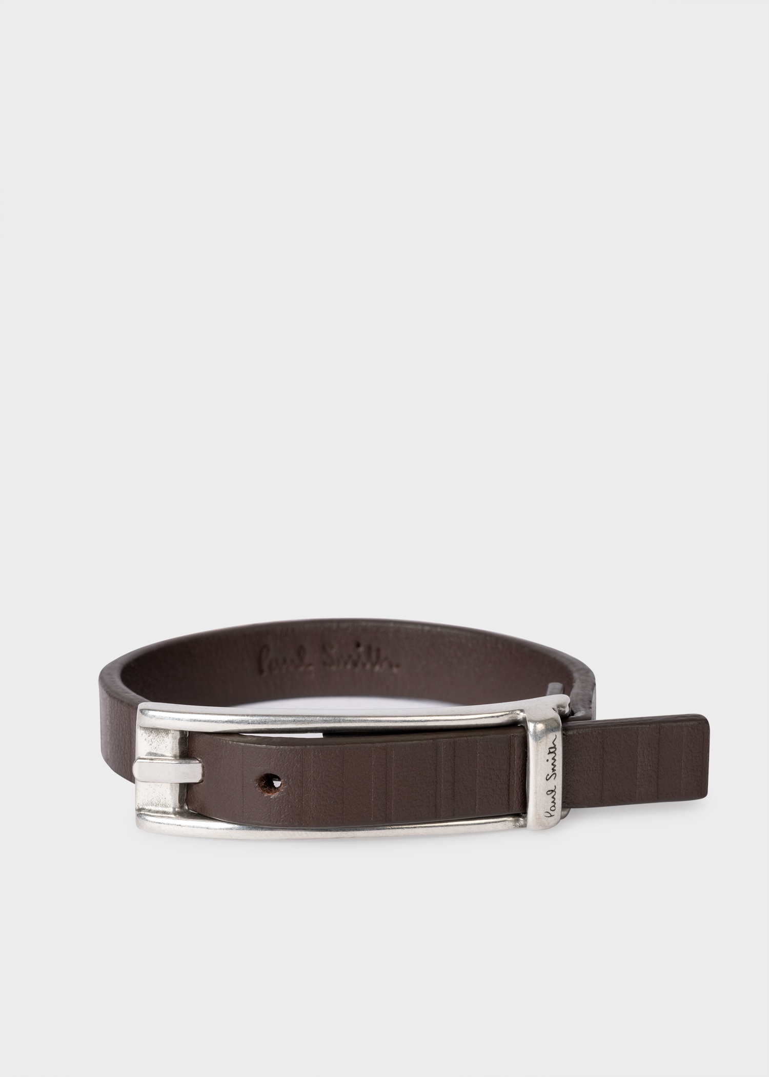 Dark Brown Leather 'Shadow Stripe' Bracelet - 1